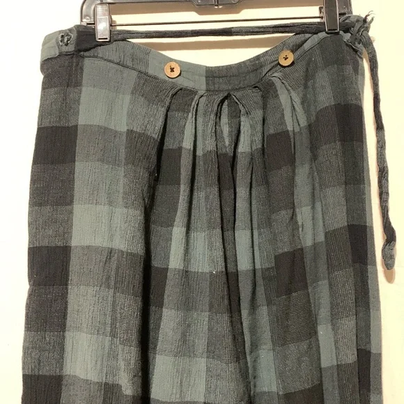 Free People Black Plaid Wide Leg Pants - Picture 2 of 6